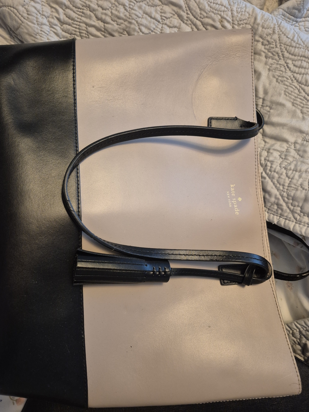 kate spade two-tone tote — blush pink and black